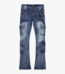 BLUE WASH STACKED FLARE JEAN