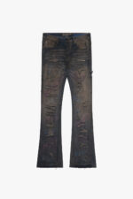 DARK GREY WASH STACKED FLARE JEAN