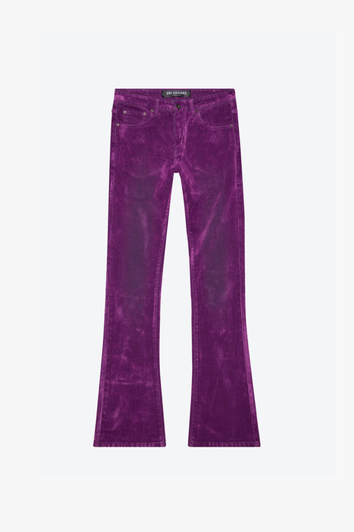 PURPLE SUEDE STACKED FLARE JEAN