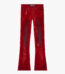 RED SUEDE STACKED FLARE JEAN